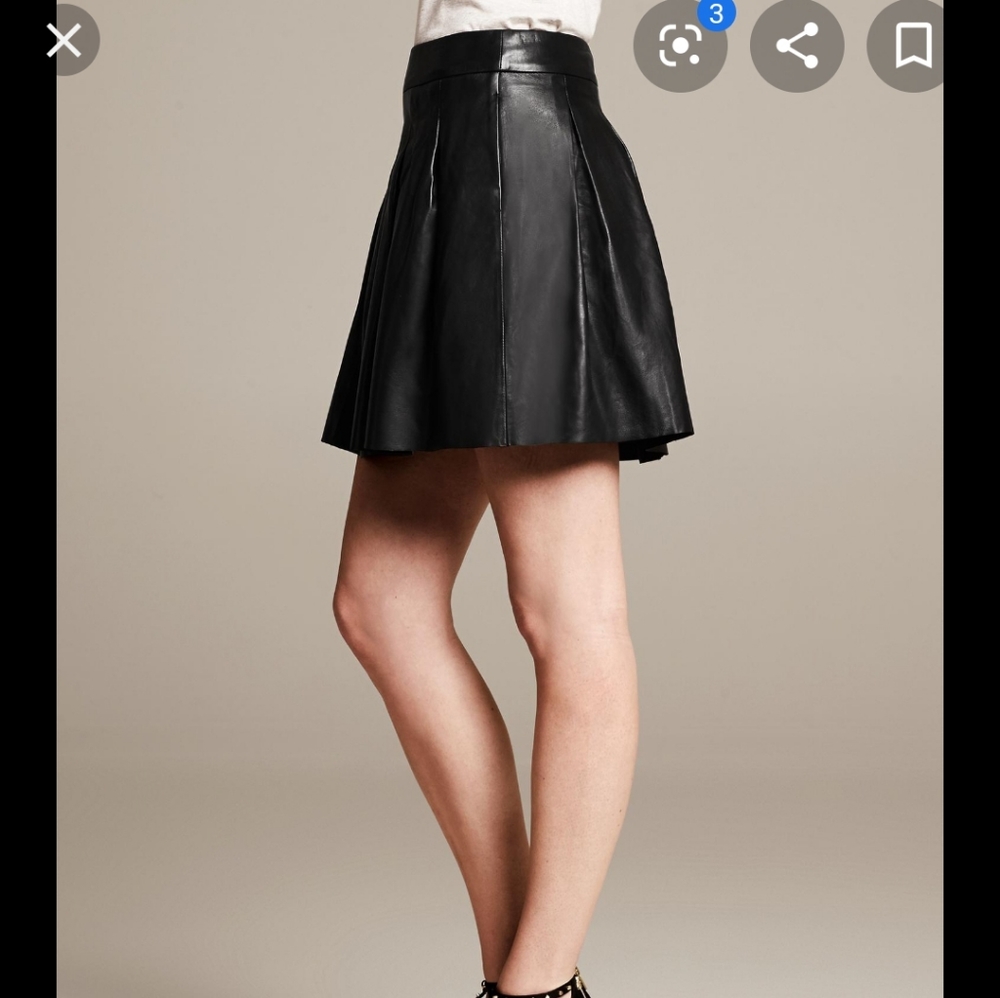 Banana Republic black genuine leather skirt sz 2